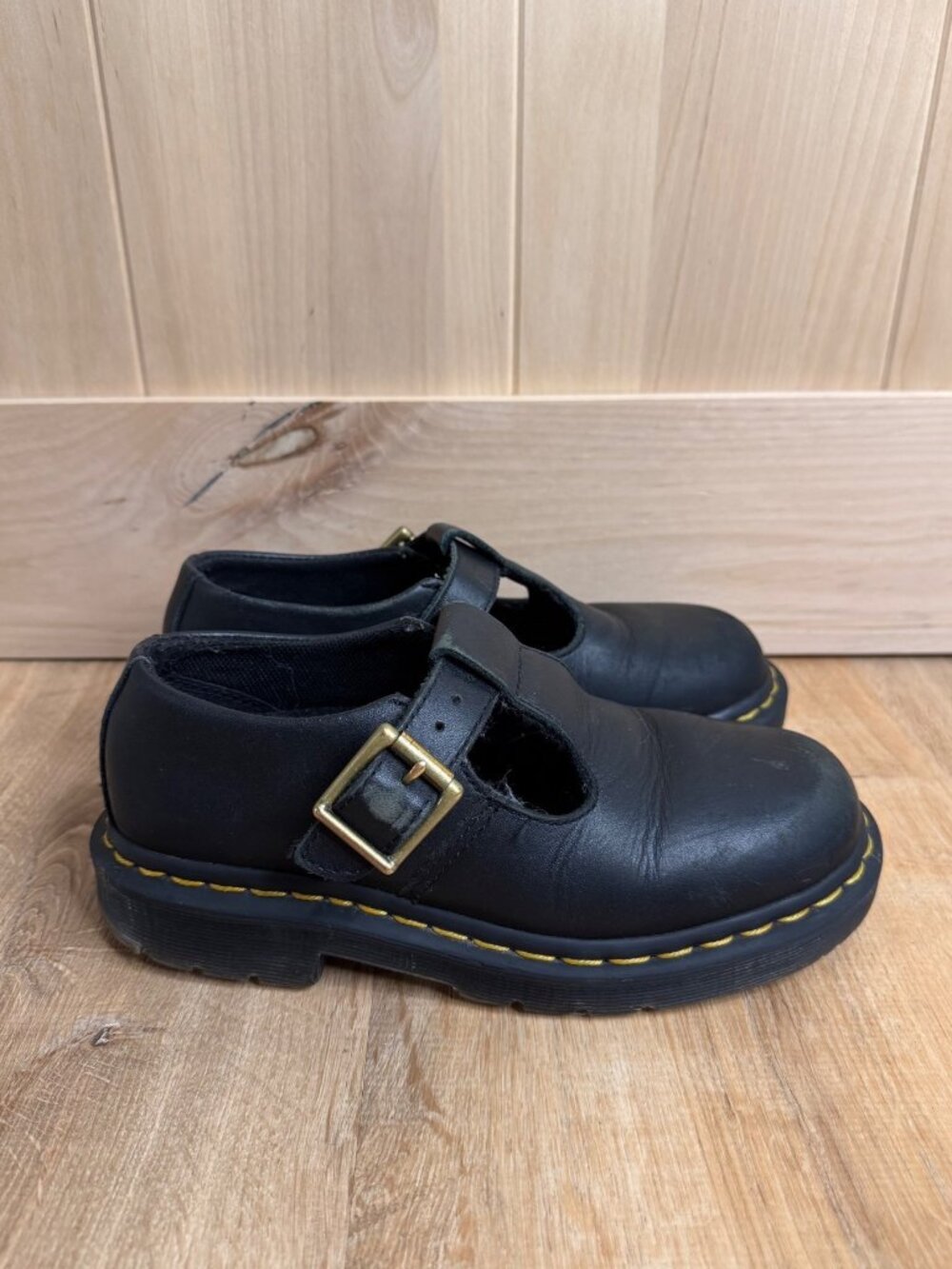 Dr Martens Polley SR Mary Jane Safety Shoes Black Leather Women US 5 UK 3